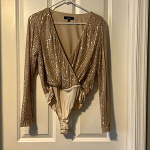 Lulu Gold Sequined Bodysuit